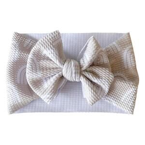 Cream Neutral Rainbows Headwrap Baby Bow